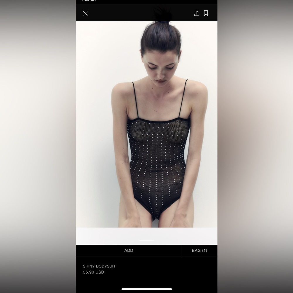Zara Black Shiny Bodysuit